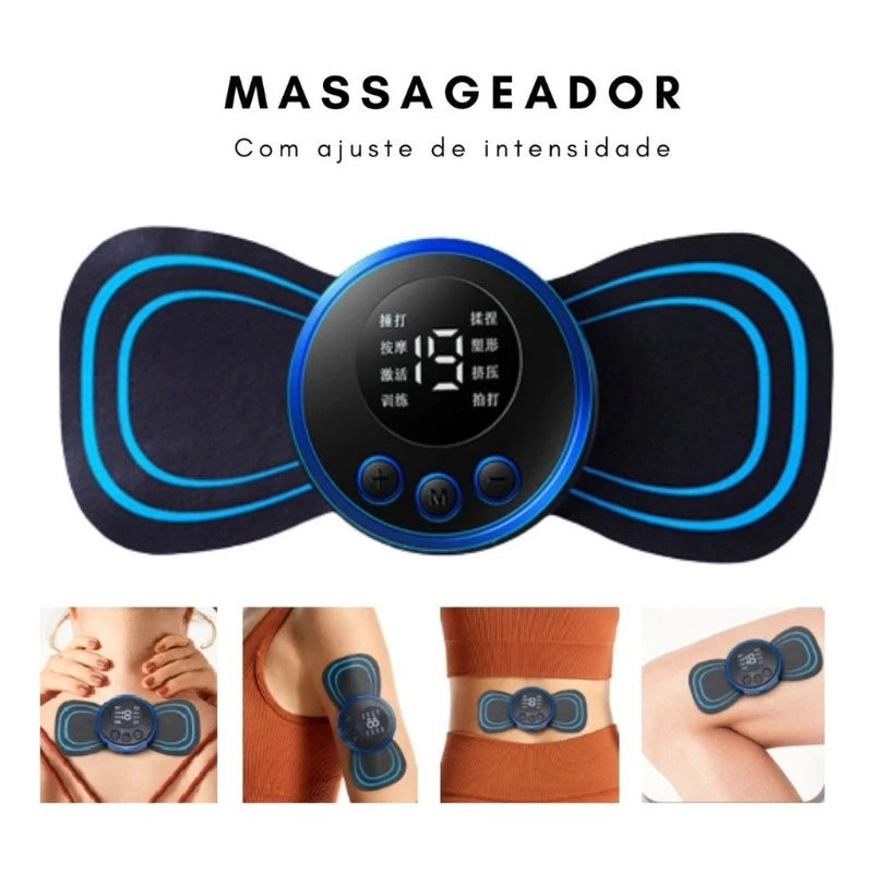 Mini Massageador EMS Estimulador Elétrico Portátil