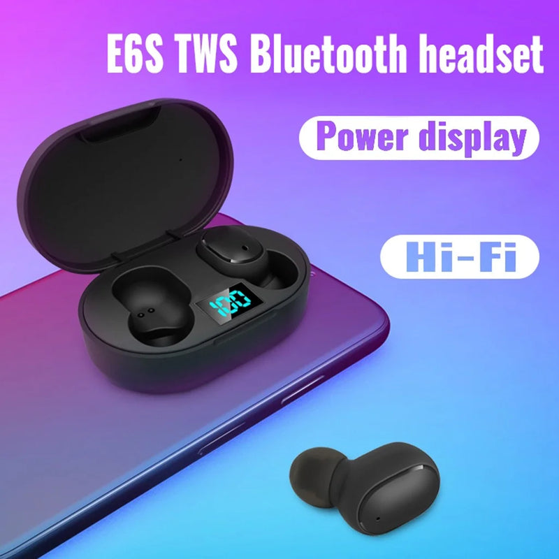 Fone De Ouvido Sem Fio E6s e A6s Bluetooth Com Sensor LED