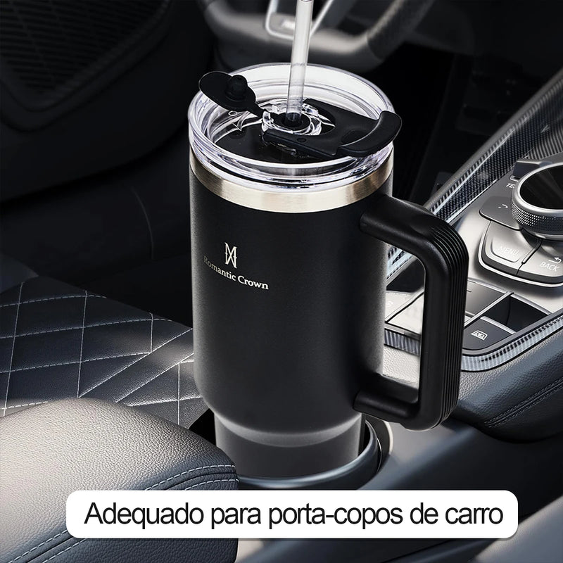 Copo Térmico com Canudo Tampa e Alça 1,18L