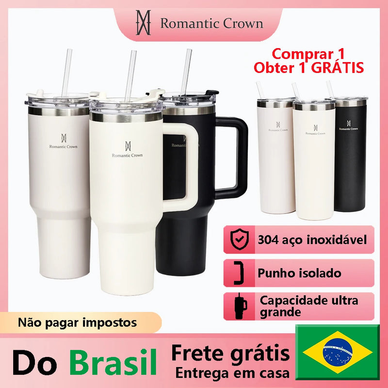 Copo Térmico com Canudo Tampa e Alça 1,18L