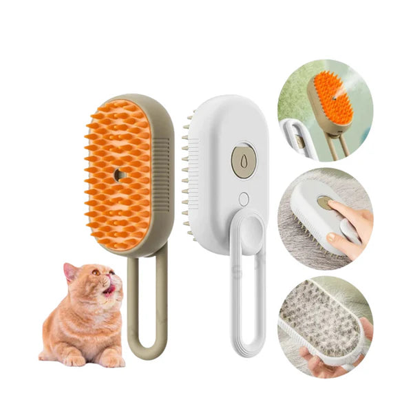 Escova Massageadora a Vapor para Cães e Gatos 3 em 1