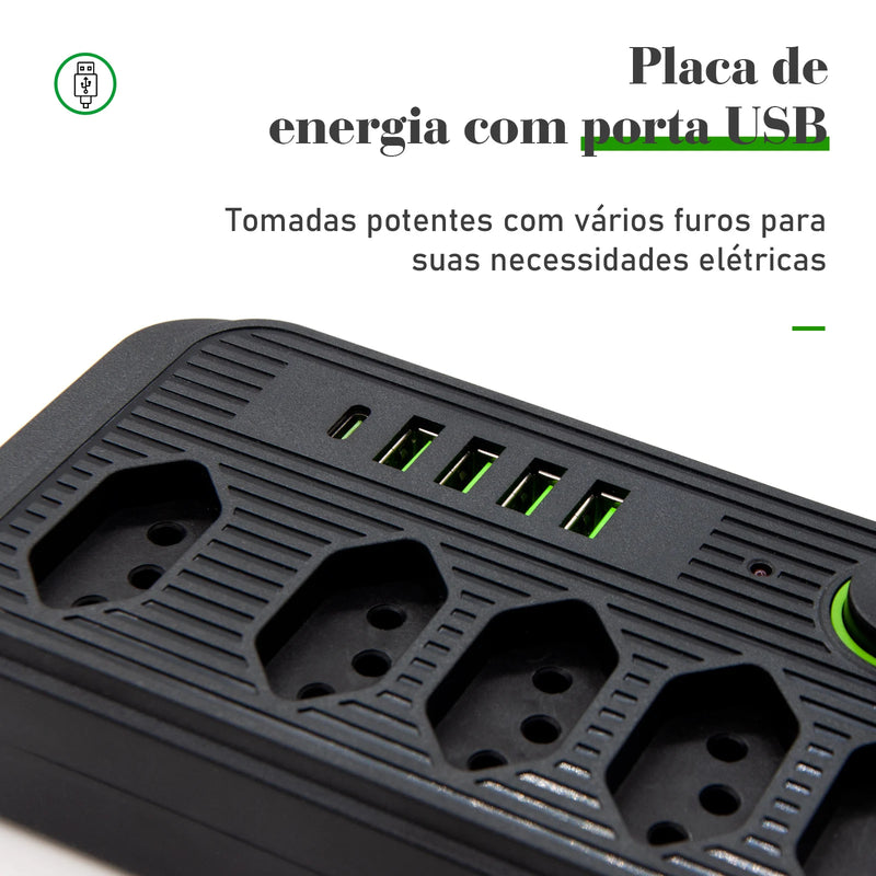 Tomada USB Régua Tensão de 110-220V