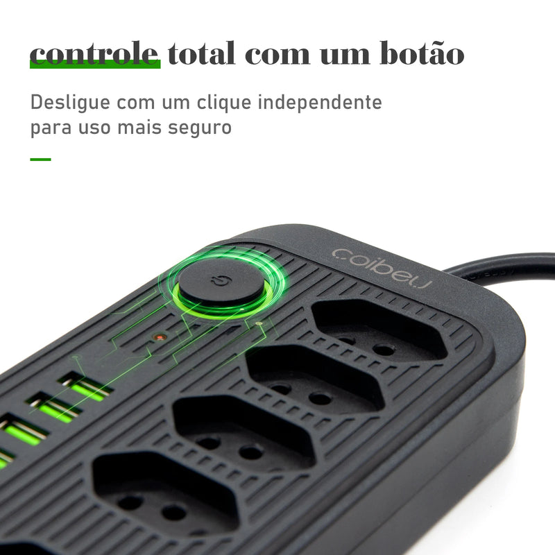 Tomada USB Régua Tensão de 110-220V