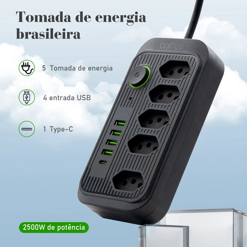 Tomada USB Régua Tensão de 110-220V